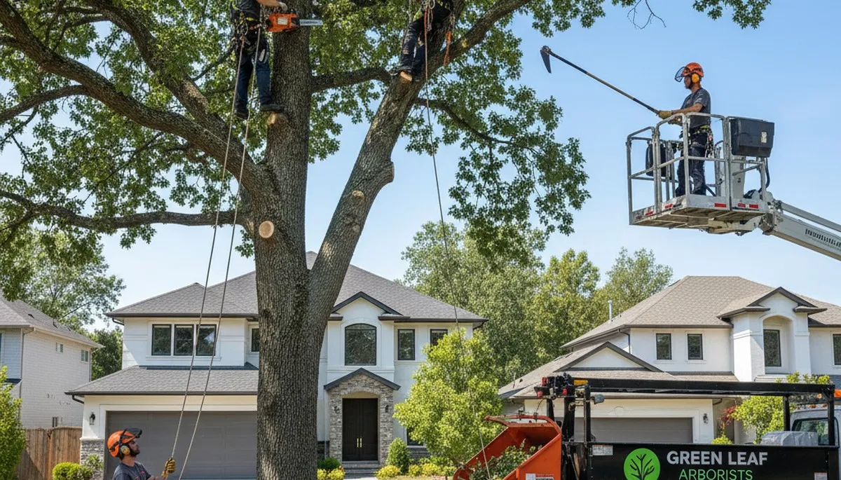 Certified arborist performing tree pruning in Greenville, NC for healthy, well-shaped residential trees